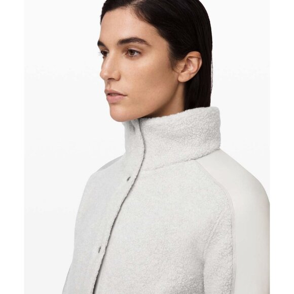 Lululemon Go Cozy Jacket Wool Blend Lightweight Coat Sherpa Fleece Sweatshirt 4 - Picture 3 of 15